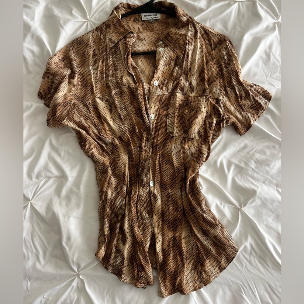Steilmann Brown Patterned Button-Down Shirt - image 1